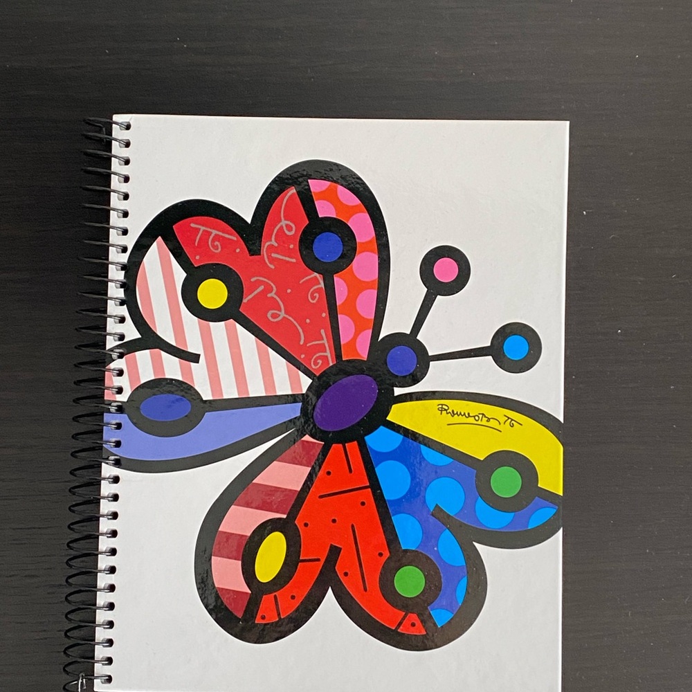 Notebook- Romeo Britto Colorful Butterfly Spiral Notebook. NWOT
